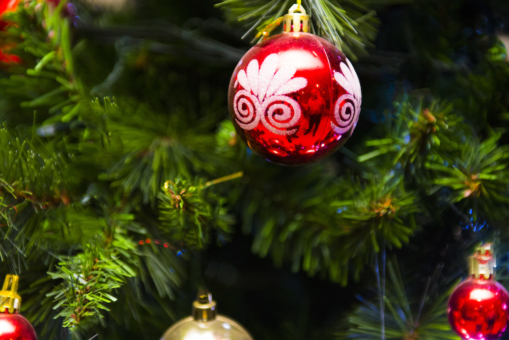 Christmas ornament hanging from christmas tree