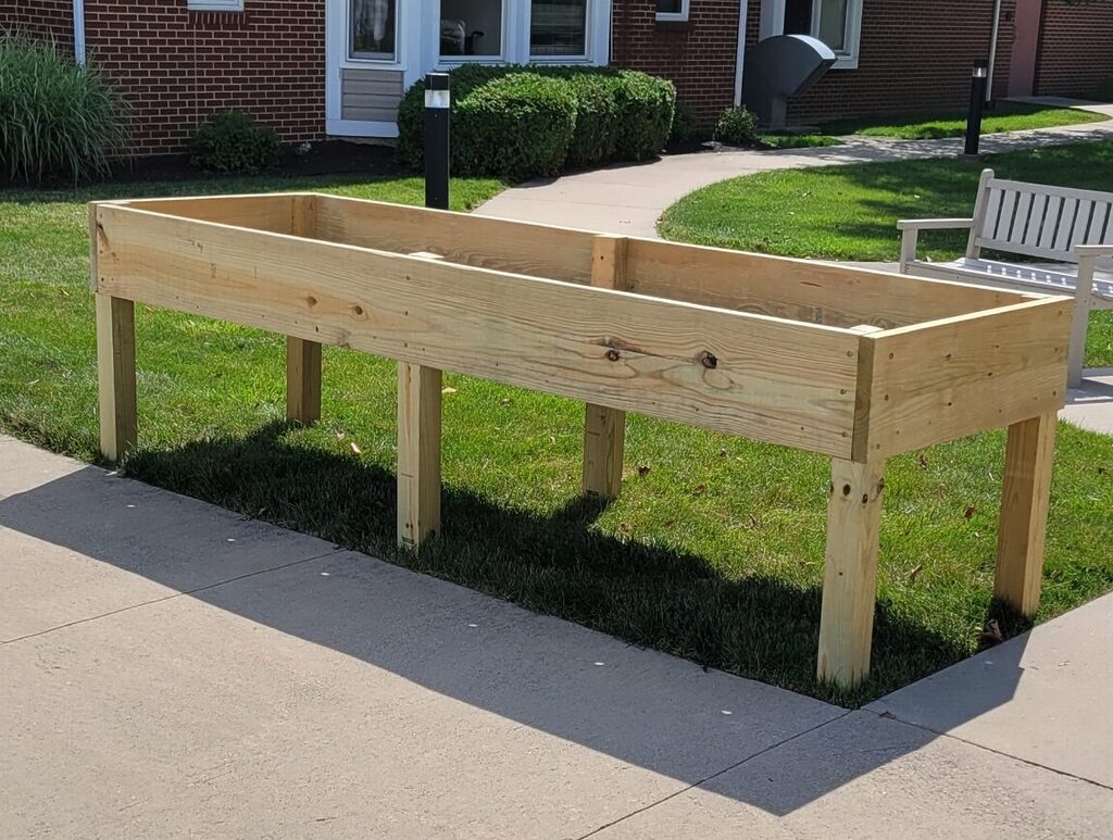 Wooden raised garden bed