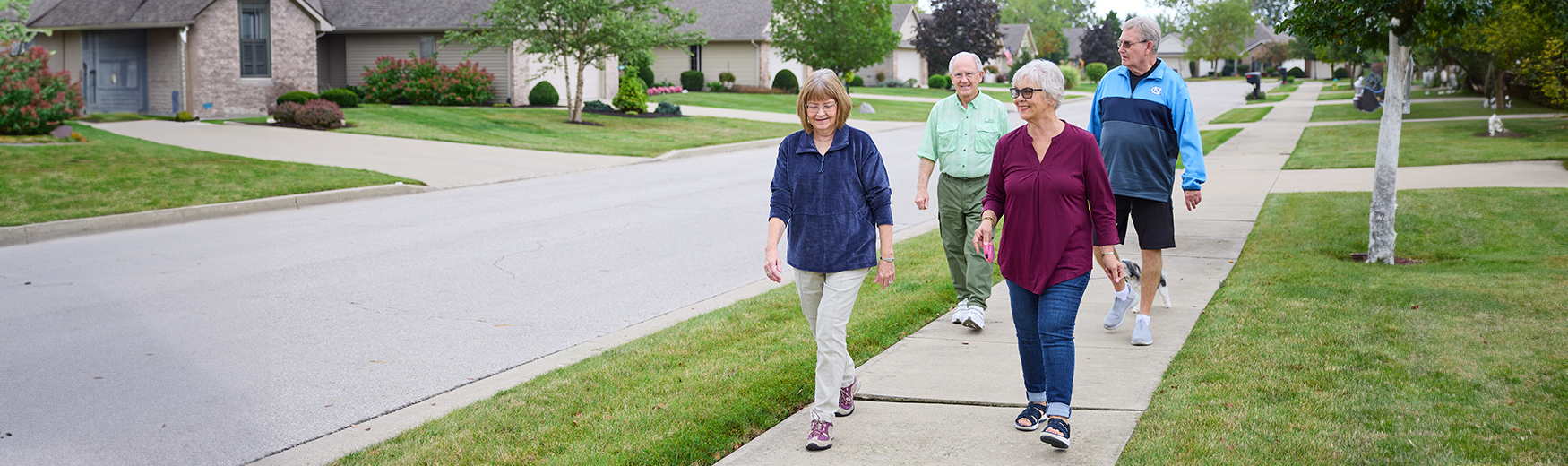 Seniors walking on the sidewalks