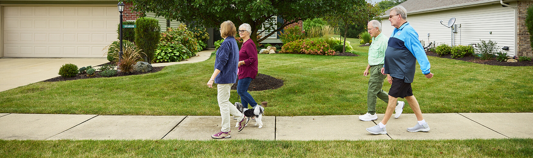 Seniors walking on the sidewalks