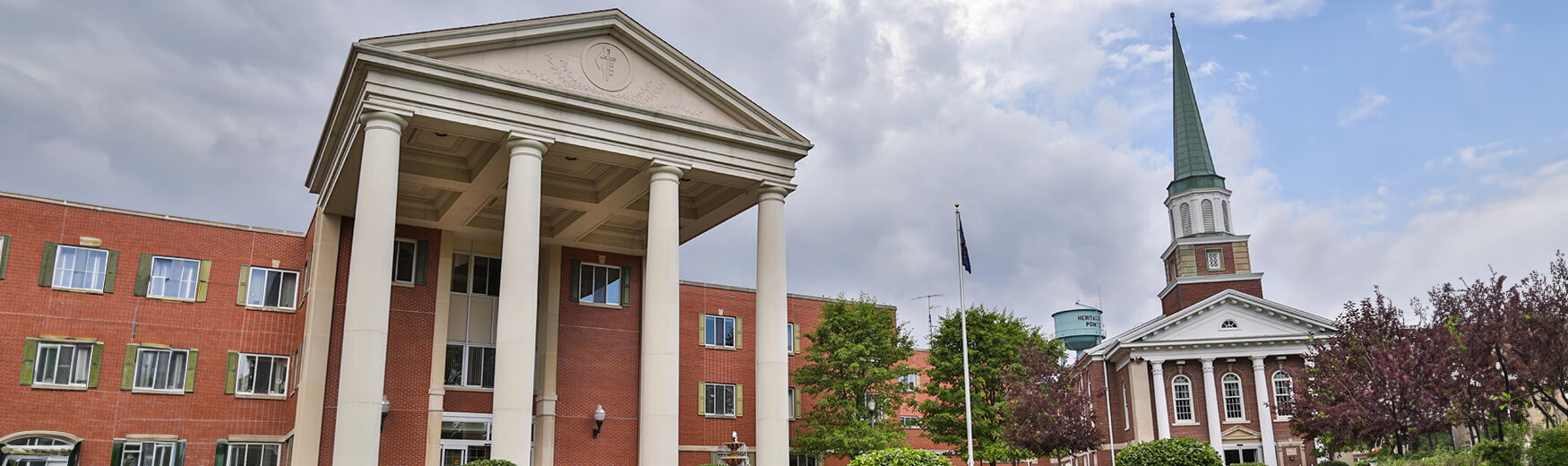 Heritage Pointe entrance and church