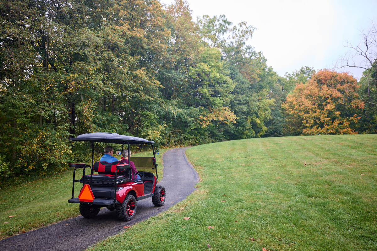 Driving through the golf course