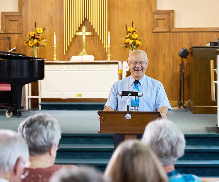 Speaker at church service