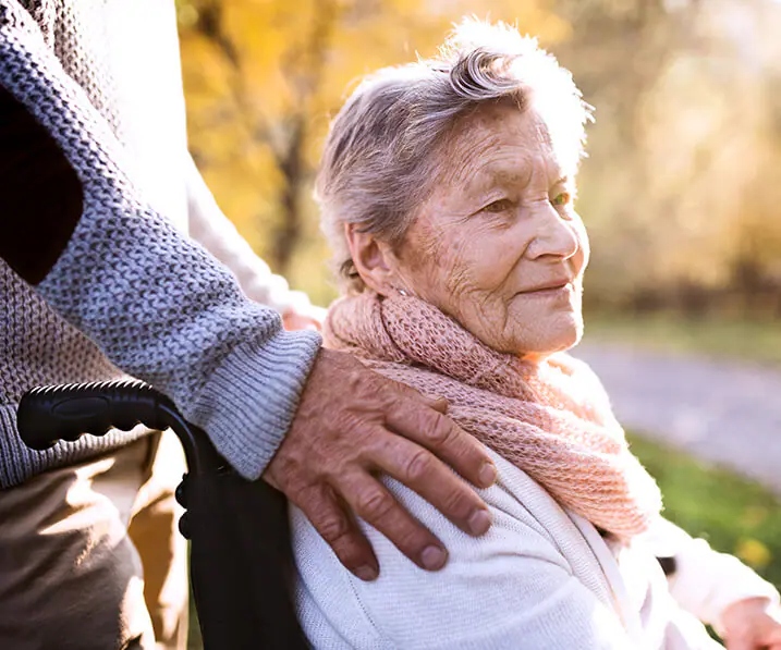 Senior woman in wheelchair