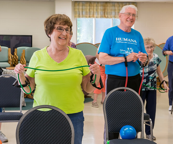 Seniors at a wellness class