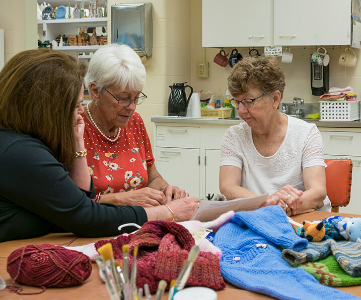 Seniors in knitting club