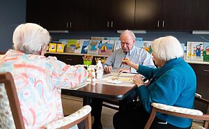 Seniors gathered for painting class