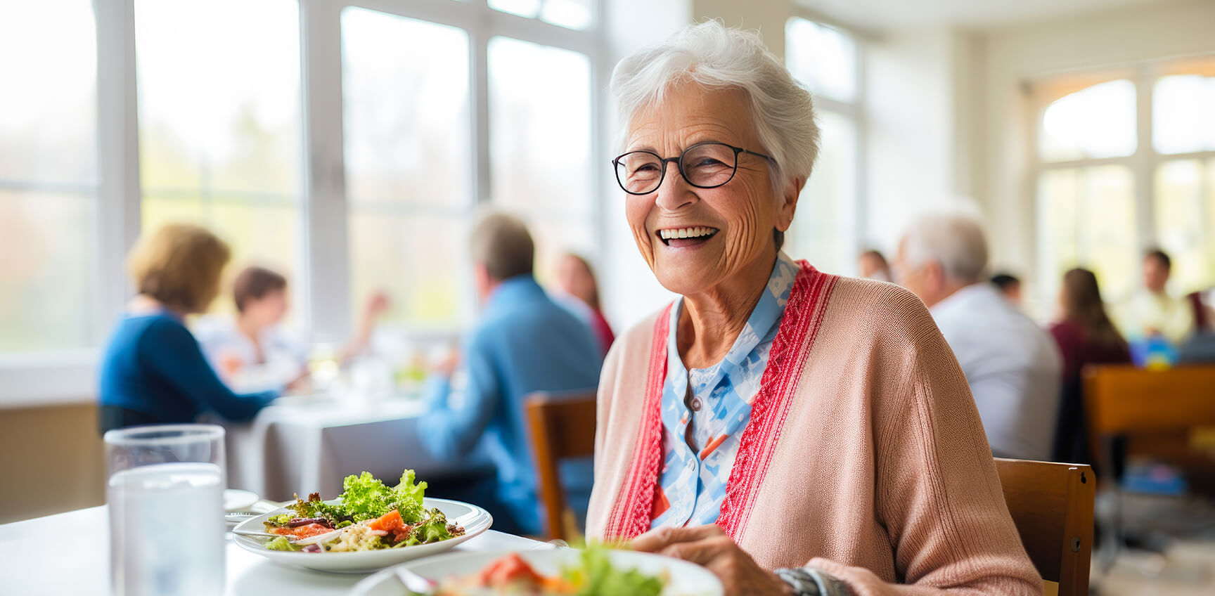 Senior eating a salad