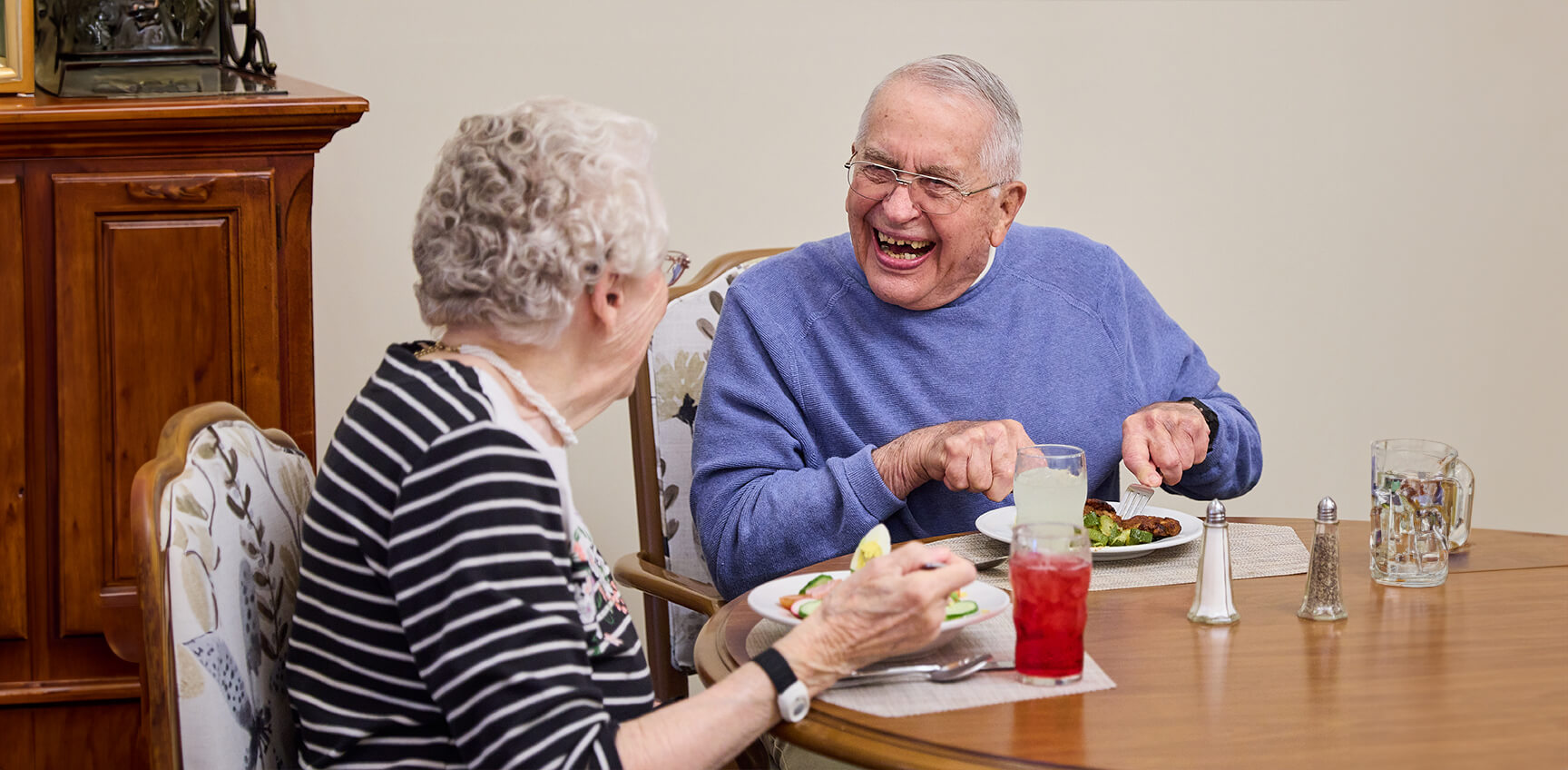 Senior couple dining together