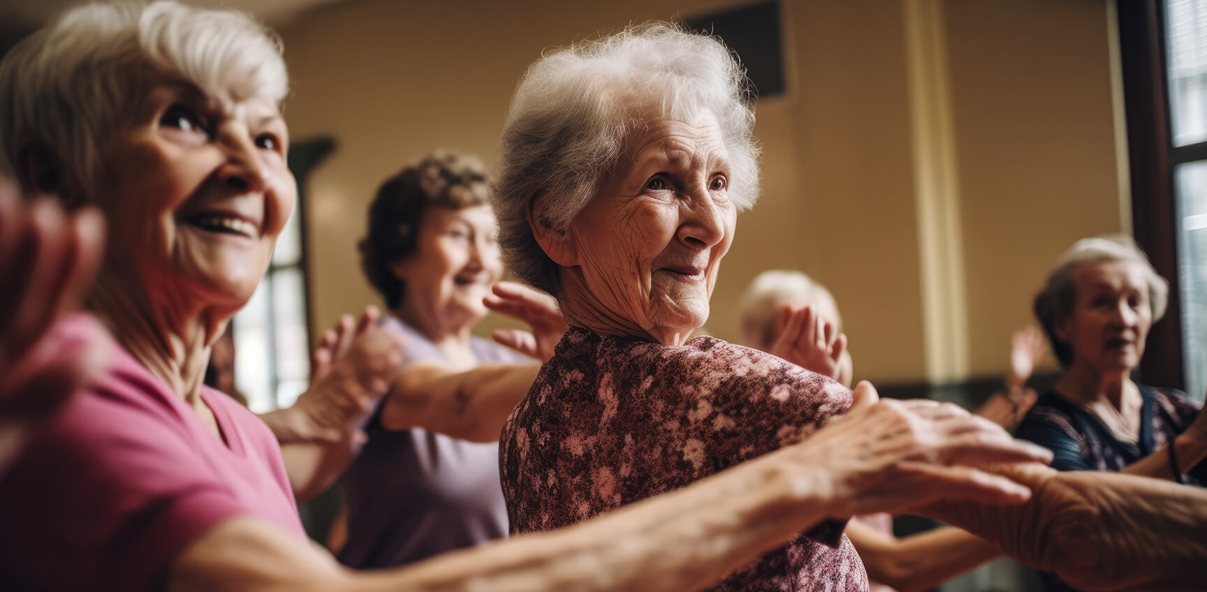 Seniors participating in a dance class