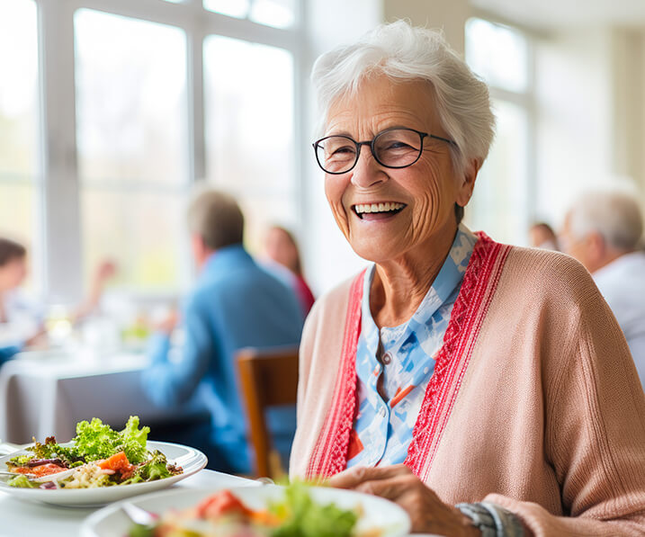 Senior woman eating a salad