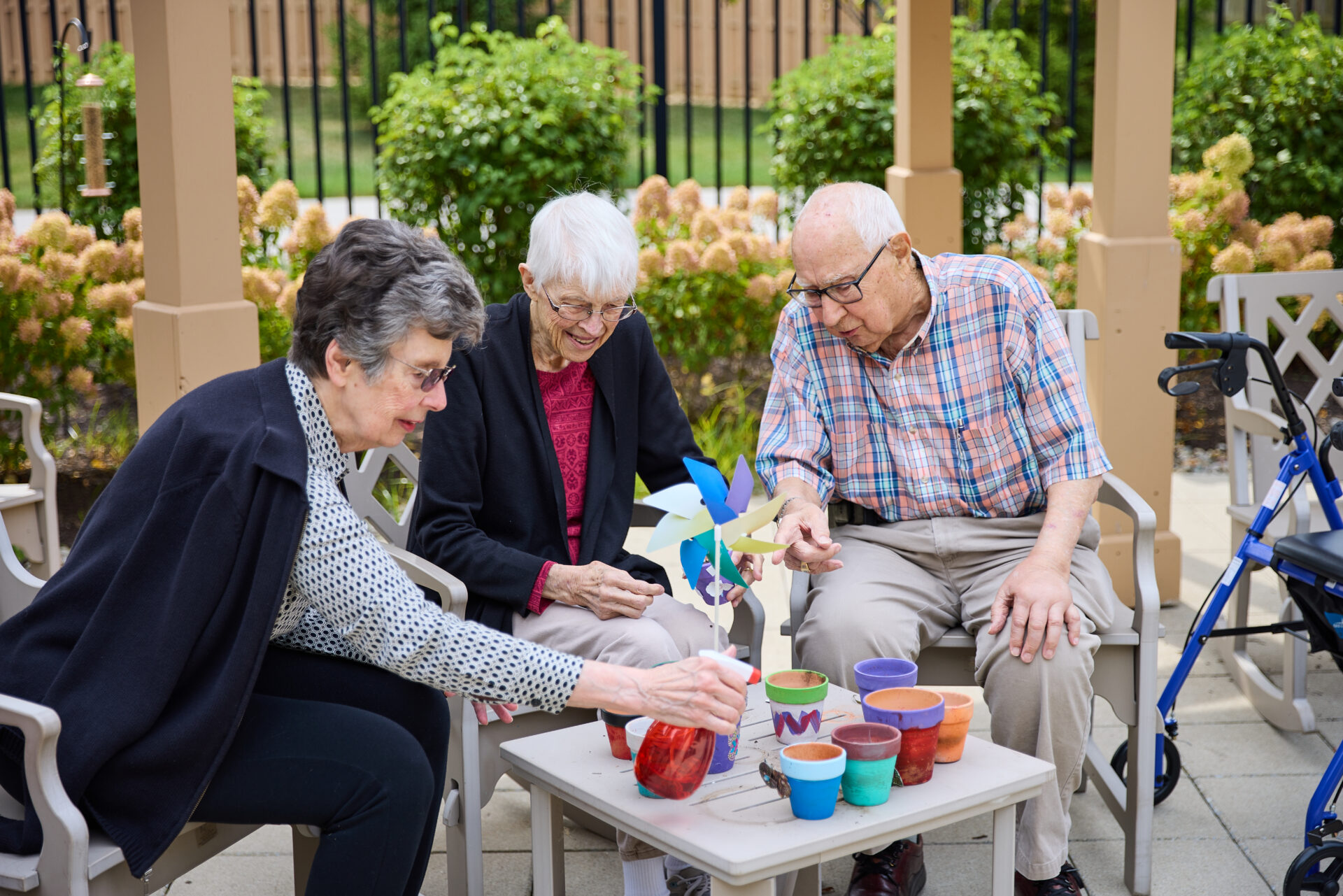 Seniors enjoying an arts craft