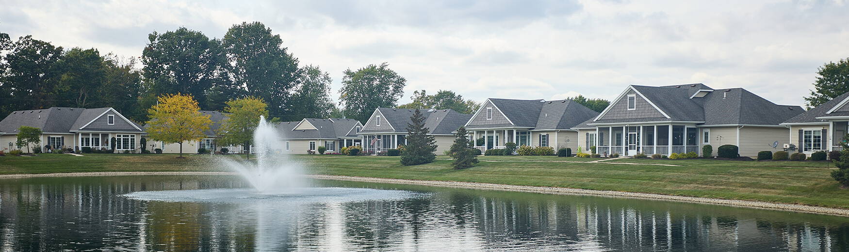 Neighborhood pond with fountain