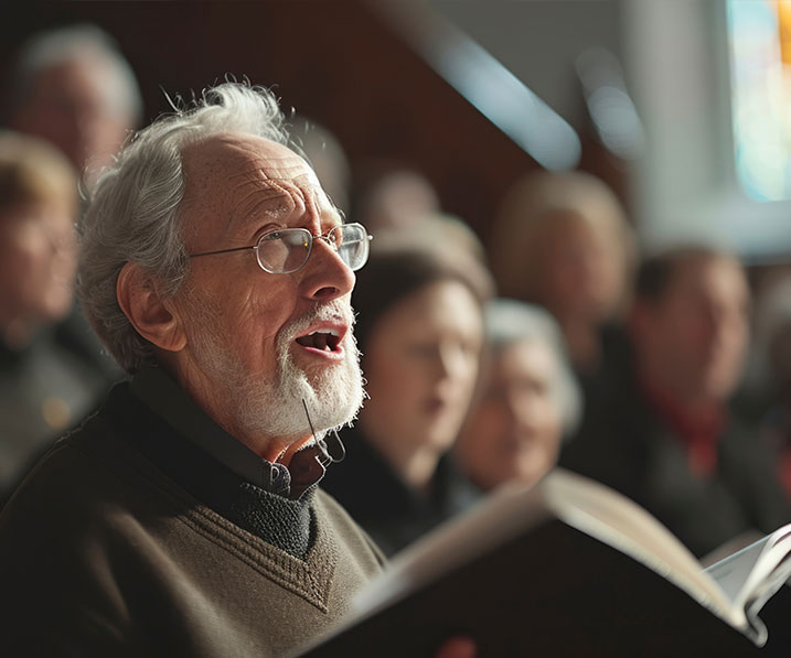 Man singing in a choir