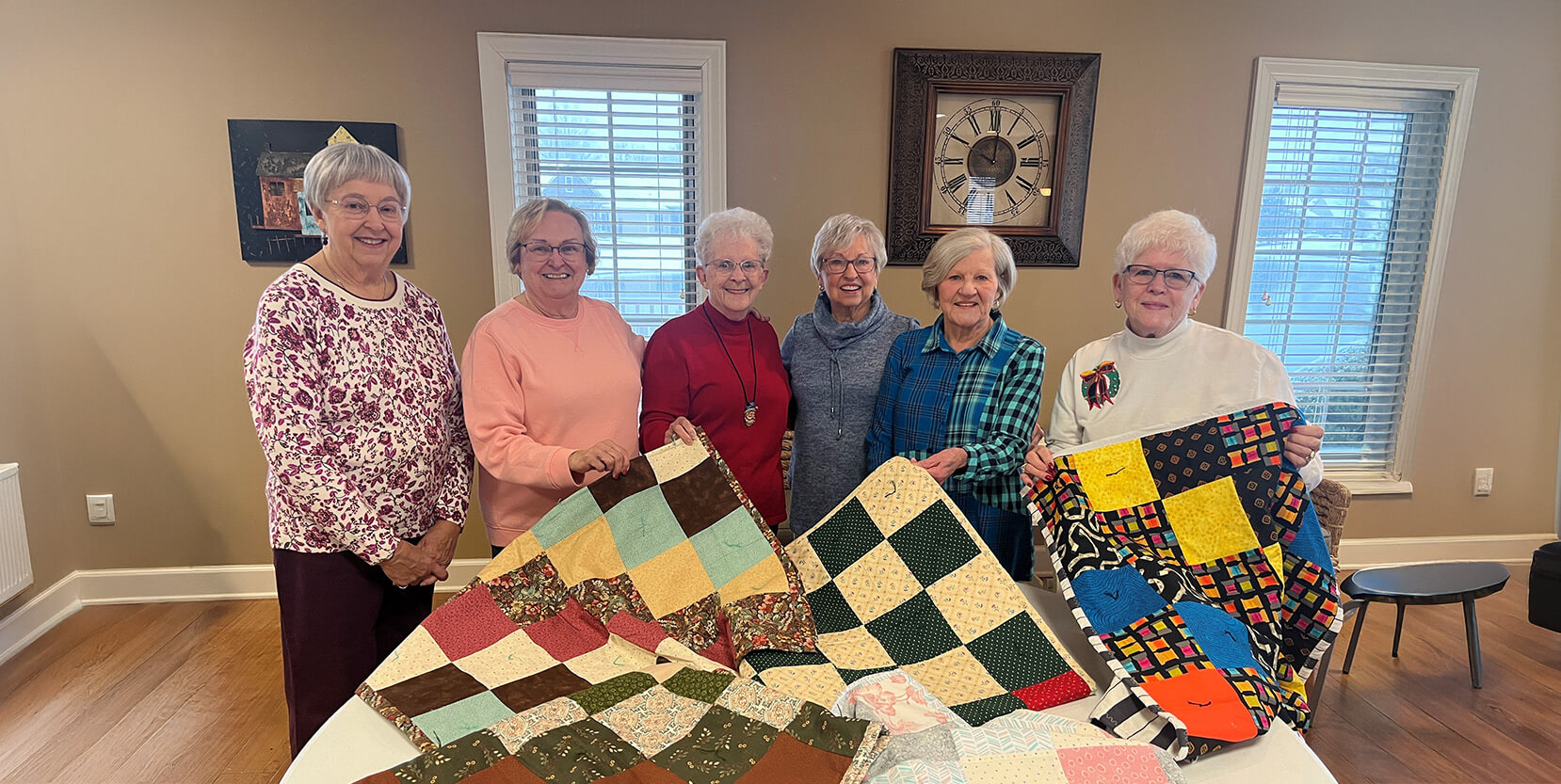 Senior residents display handmade quilts