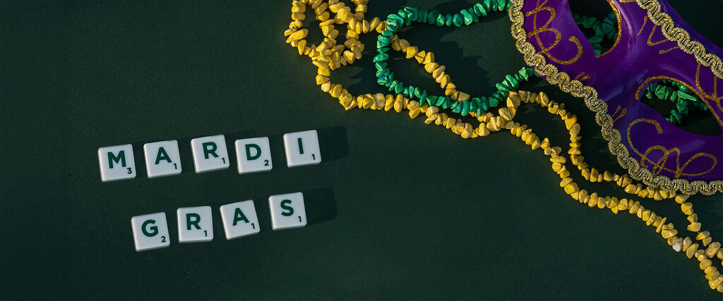 Mardi Gras decorations on a table