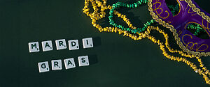 Mardi Gras decorations on a table