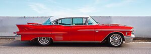 bright red classic car