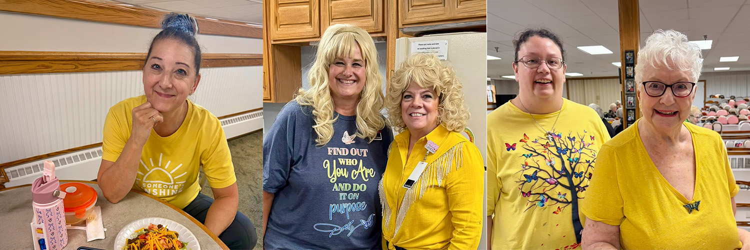Women dressed in yellow for Dolly Parton celebration of life