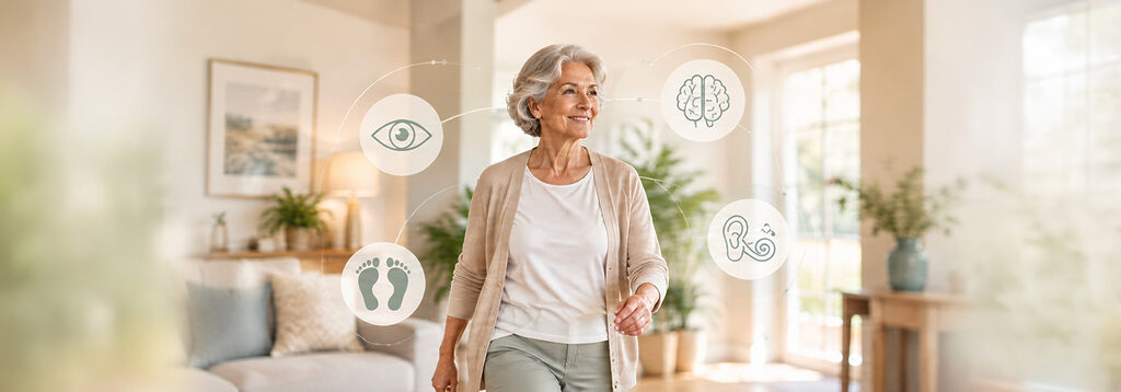 Senior woman confidence in balance knowedge