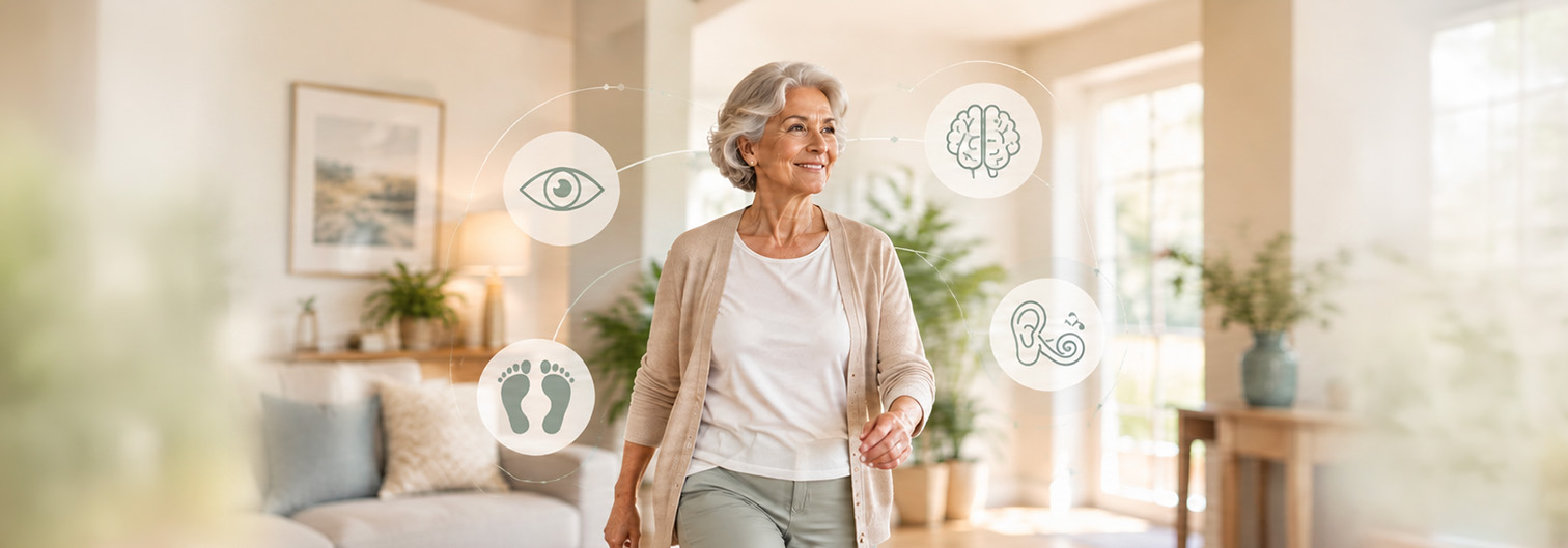 Senior woman confidence in balance knowedge